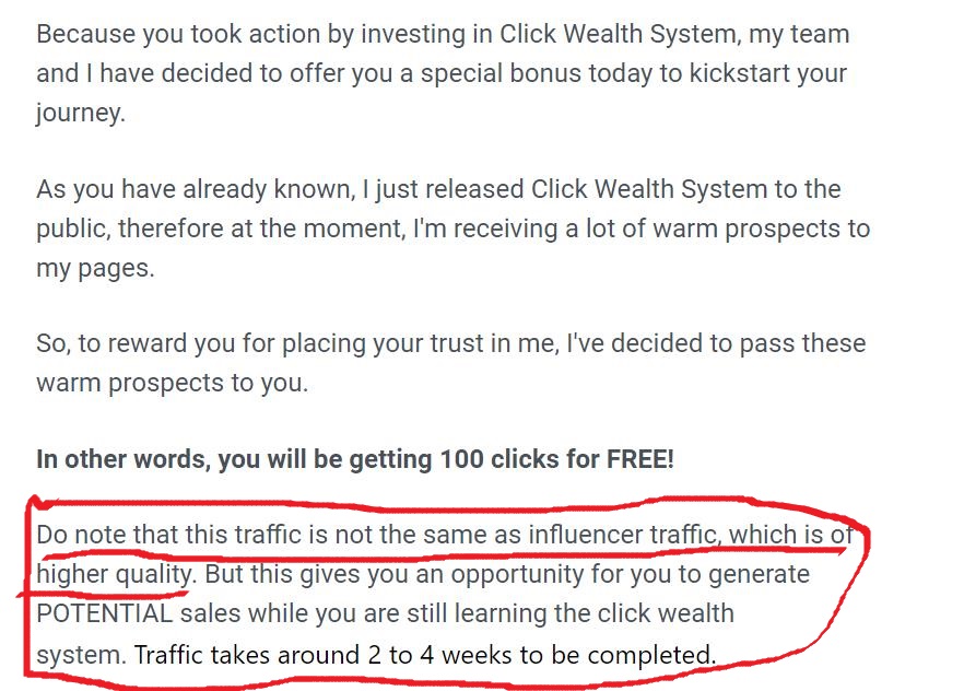 100 Free Click by Click Wealth System are low Quality as admitted by Matthew Tung himself.