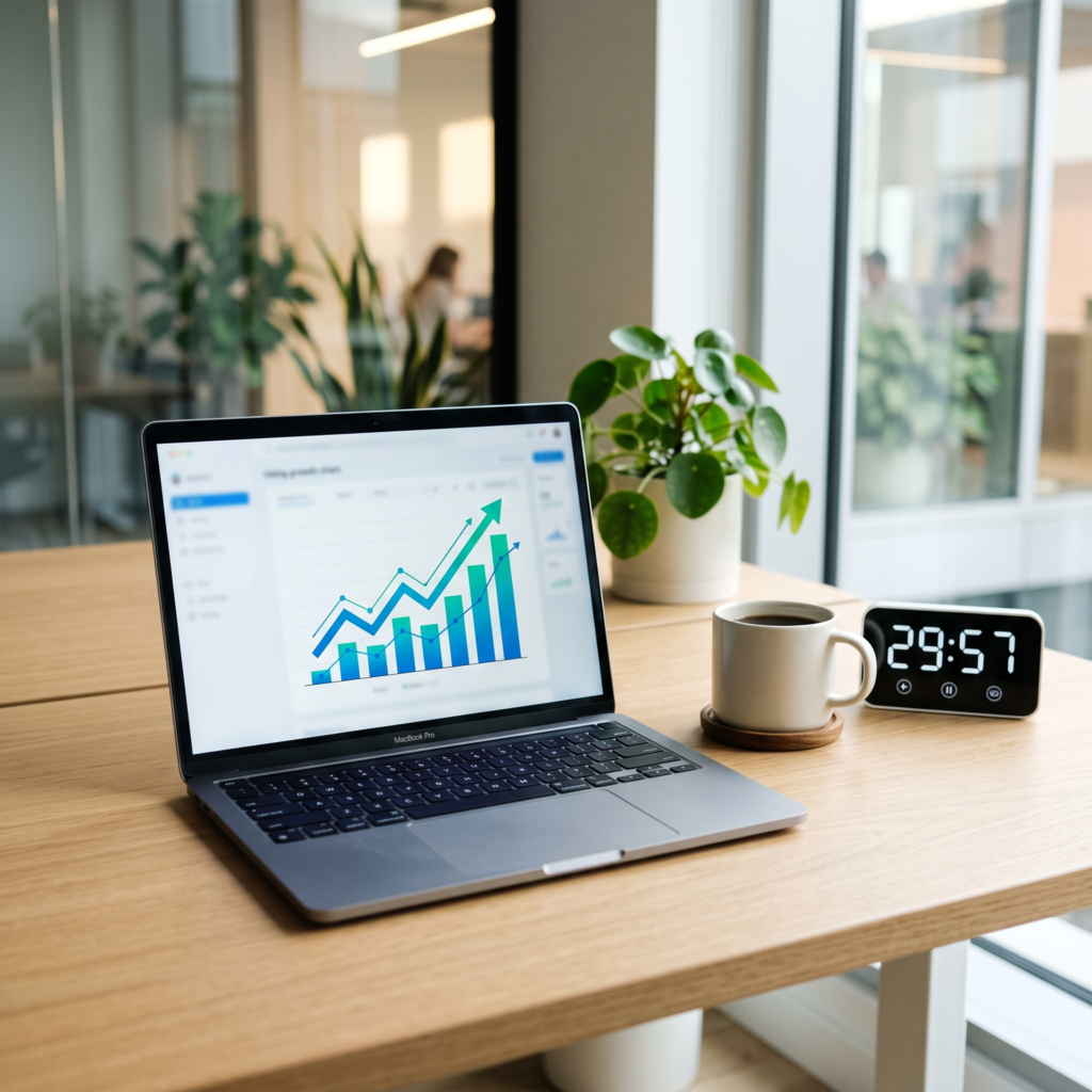 clean modern workspace representing productivity habits for online success