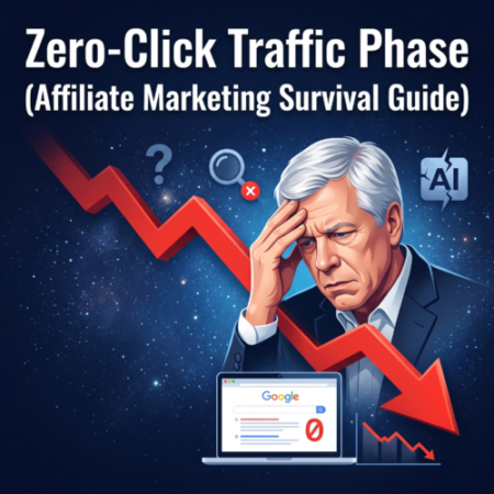 image of a man worring about the Zero-Click Traffic he is facing and learnign how to survive moving forward