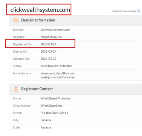 Click Wealth System was registered in March 2020