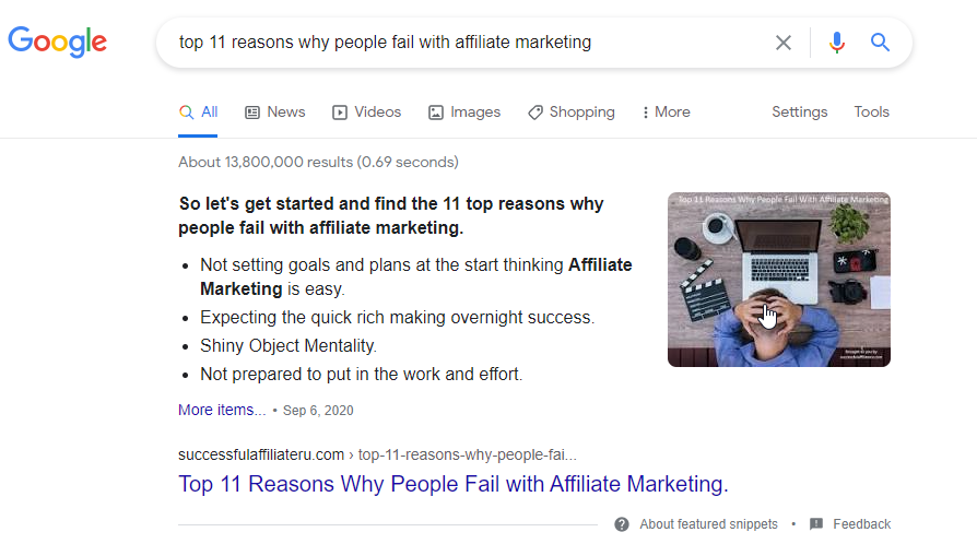 Number One on Google Plus as Featured Snippet