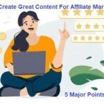 Woman sitting cross legged with laptop stating How to create content for affiliate marketing that ranks