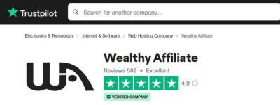 Wealthy Affiliate 4.9/5 5 Star Rating from Trustpilot