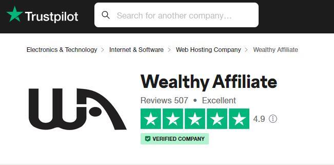 Trust pilot Rating for Wealthy Affiliate