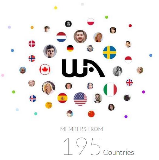 Image of worldwide community members of Wealthy Affiliate showing faces and flags