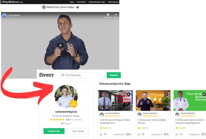 Fiverr actor Louis for 3 Step Method